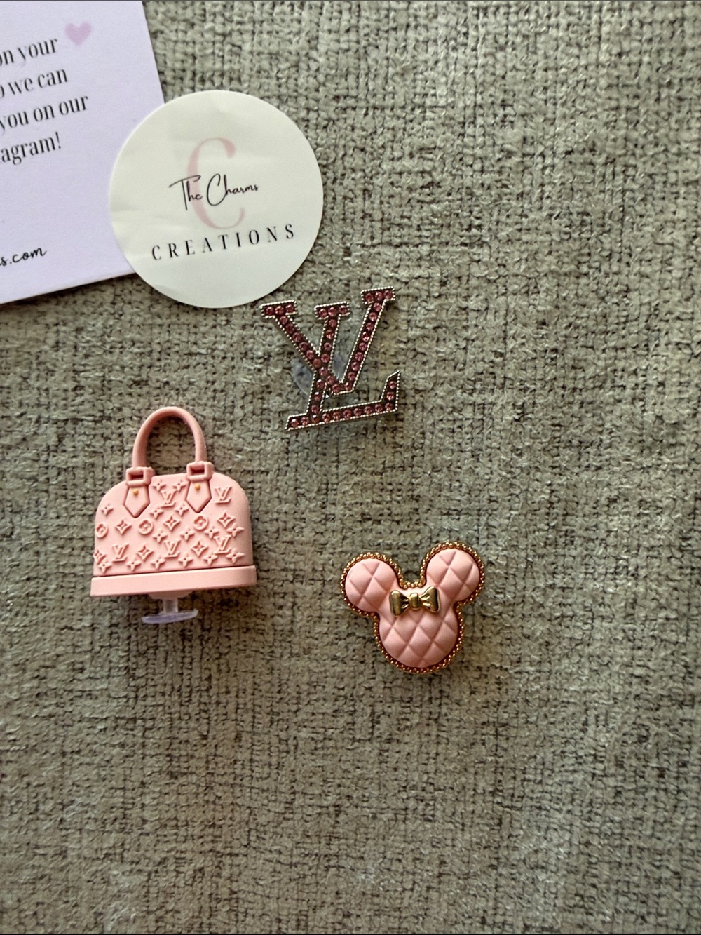 CROCS Pink Designer Bag & Bow Jibbitz Charm Set